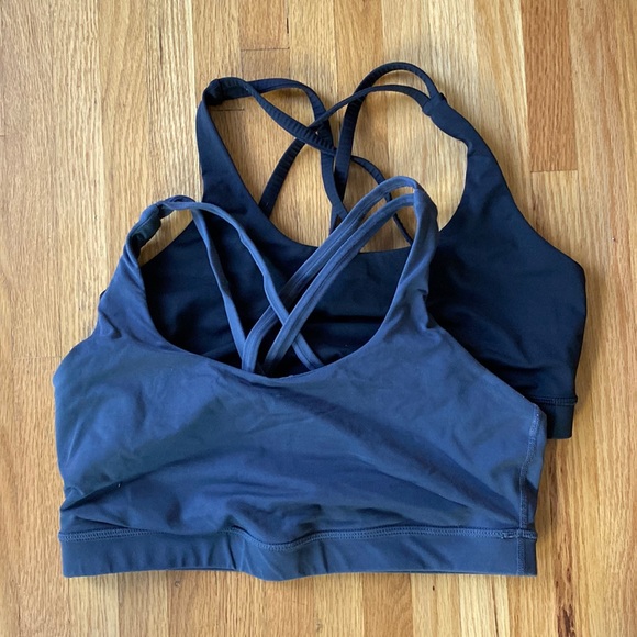 Lululemon Energy Bra Sports Lot Black Gunmetal Gray - Set of 2 - Size 10 - Picture 3 of 7